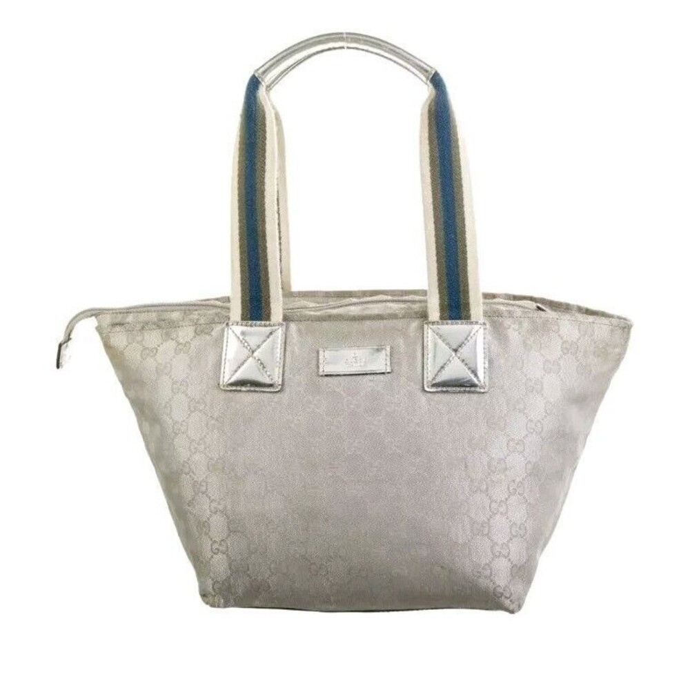 Vintage GUCCI Sherry Line Bag GG Web Silver Embroidered - Picture 1 of 12